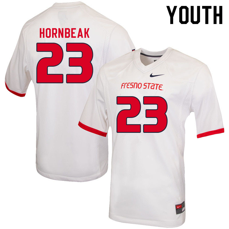 Youth #23 Jordan Hornbeak Fresno State Bulldogs College Football Jerseys Sale-White - Click Image to Close